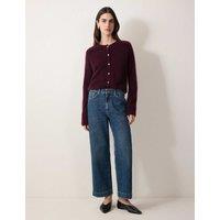 Jigsaw High Waisted Wide Leg Ankle Grazer Jeans Mid Blue