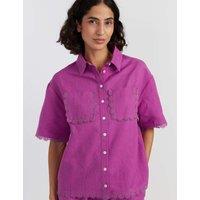 Chinti & Parker Linen Rich Embroidered Shirt Magenta