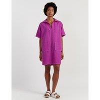 Chinti & Parker Linen Rich Knee Length Shirt Dress Magenta