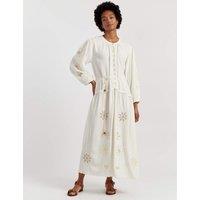 Chinti & Parker Broderie Belted Maxi Tea Dress Cream