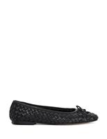 Dune London Wide Fit Leather Woven Flat Ballet Pumps Tan