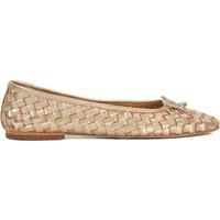 Dune London Wide Fit Leather Woven Flat Ballet Pumps Gold