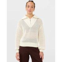 Sweaty Betty Tides High Pure Cotton Textured Half Zip Jumper Cream