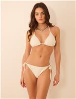ACCESSORIZE Crochet Tie Side High Leg Bikini Bottoms Ivory