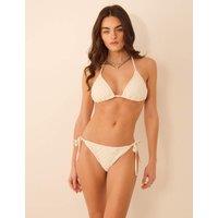 ACCESSORIZE Crochet Tie Side High Leg Bikini Bottoms Ivory