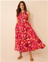 Pure Cotton Floral Halter Neck Beach Dress