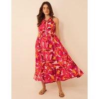 ACCESSORIZE Pure Cotton Floral Halter Neck Beach Dress Multi