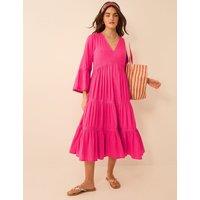 ACCESSORIZE Pure Cotton V-Neck Midi Beach Dress Pink