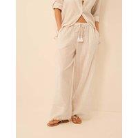 ACCESSORIZE Cotton Rich Sparkly Striped Beach Trousers Gold