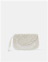 ACCESSORIZE Beaded Embellished Clutch Bag Ivory