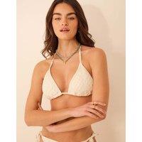 ACCESSORIZE Crochet Triangle Bikini Top Ivory