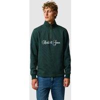 Rodd & Gunn Jubilee Pure Cotton Half Zip Sweatshirt Dark Green Mix