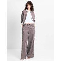 French Connection Pure Cotton Striped Wide Leg Trousers Brown Mix