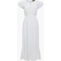 French Connection Pure Cotton Broderie Midi Tiered Waisted Dress White