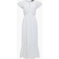 French Connection Pure Cotton Broderie Midi Tiered Waisted Dress White