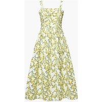 French Connection Pure Cotton Printed Midi Waisted Dress Yellow Mix