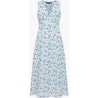 French Connection Pure Cotton Floral V-Neck Midi Skater Dress Blue Mix
