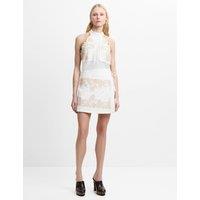 French Connection Pure Cotton Embroidered Mini Wrap Skirt Ecru Mix