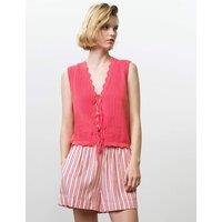 French Connection Pure Cotton Textured Knitted Vest Pink