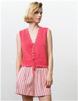 French Connection Pure Cotton Textured Knitted Vest Pink