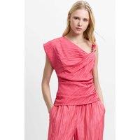 French Connection Textured One Shoulder Hardware Detail Top Pink