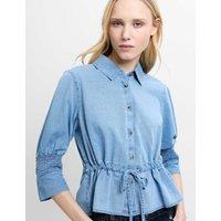 French Connection Pure Cotton Collared Drawstring Shirt Denim