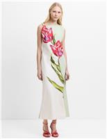French Connection Floral One Shoulder Midaxi Column Dress White Mix