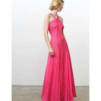 French Connection Striped Halter Neck Midi Skater Dress Pink Mix