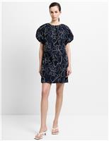 Pure Cotton Floral Embroidered Mini Shift Dress