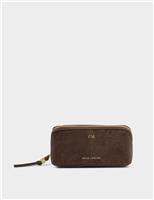 Katie Loxton Personalised Faux Suede Fold-Out Make-Up Bag with Mirror Chocolate