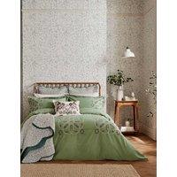 Morris & Co Pure Cotton Brophy Embroidery Bedding Set Green Mix