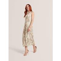 Ted Baker Jacquard Bar Detail Midi Waisted Dress Natural