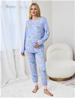 Chelsea Peers Maternity Dinosaur Print Pyjama Set Blue