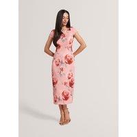 Ted Baker Floral Midi Column Dress Coral