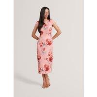 Ted Baker Floral Midi Column Dress Coral
