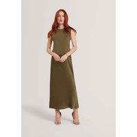 Ted Baker High Neck Knitted Panel Maxi Column Dress Khaki