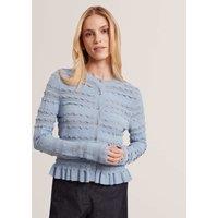 Ted Baker Knitted Frill Detail Cardigan Light Blue