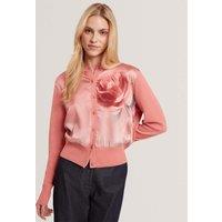 Ted Baker Pure Cotton Floral Crew Neck Cardigan Coral