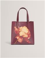 Ted Baker Faux Leather Floral Tote Bag Burgundy