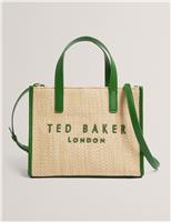 Ted Baker Faux Raffia Embroidered Tote Bag Beige Mix