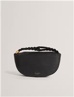 Ted Baker Leather Braided Strap Hobo Clutch Bag Black