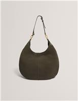 Ted Baker Leather Slouch Shoulder Bag Dark Green