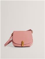 Ted Baker Leather Twist Lock Detail Shoulder Bag Dusky Rose
