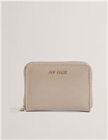 Ted Baker Faux Leather Patent Crinkle Zip Around Purse Stone