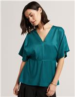 V-Neck Tie Detail Shirt