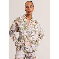 Ted Baker Printed Collared Tie Detail Shirt Pink