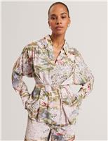 Ted Baker Printed Collared Tie Detail Shirt Pink