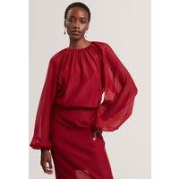 Ted Baker High Neck Blouse Dark Red