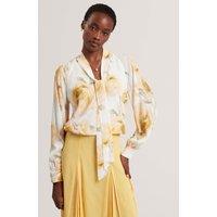 Ted Baker Floral Tie Neck Blouse Ivory