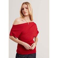 Ted Baker Jersey Asymmetric Neck Top Red